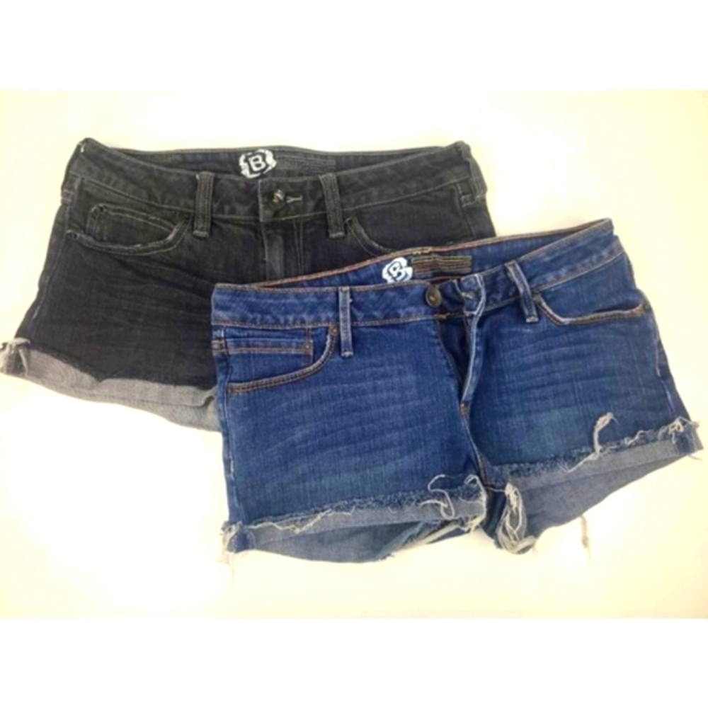 Vintage LOT 2 90s Y2K Bullhead Denim short shorts sz 5 frayed edge cutoffs booty